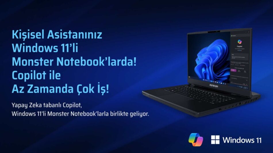 Windows'da Copilot, Artık Windows 11’li Monster Notebook’larda