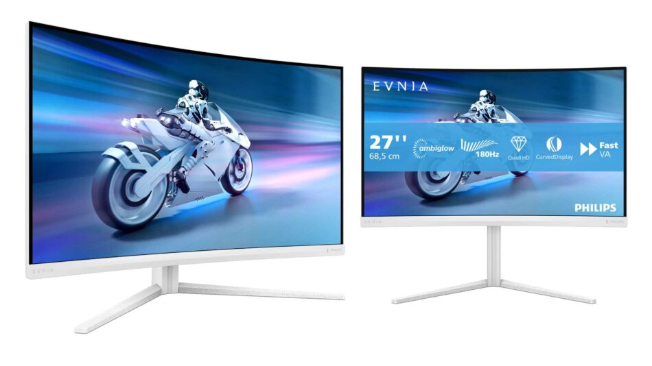 Philips'in yeni Evnia 27M2C5501 ve 32M2C5501 monitörleri kavisli hızlı VA panelleri ve Ambiglow ile satışta!