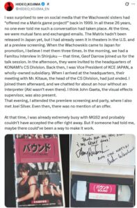 Kojima Matrix Oyununu Nasıl Kaçırdı? Gerçeği 26 Yıl Sonra Öğrendi